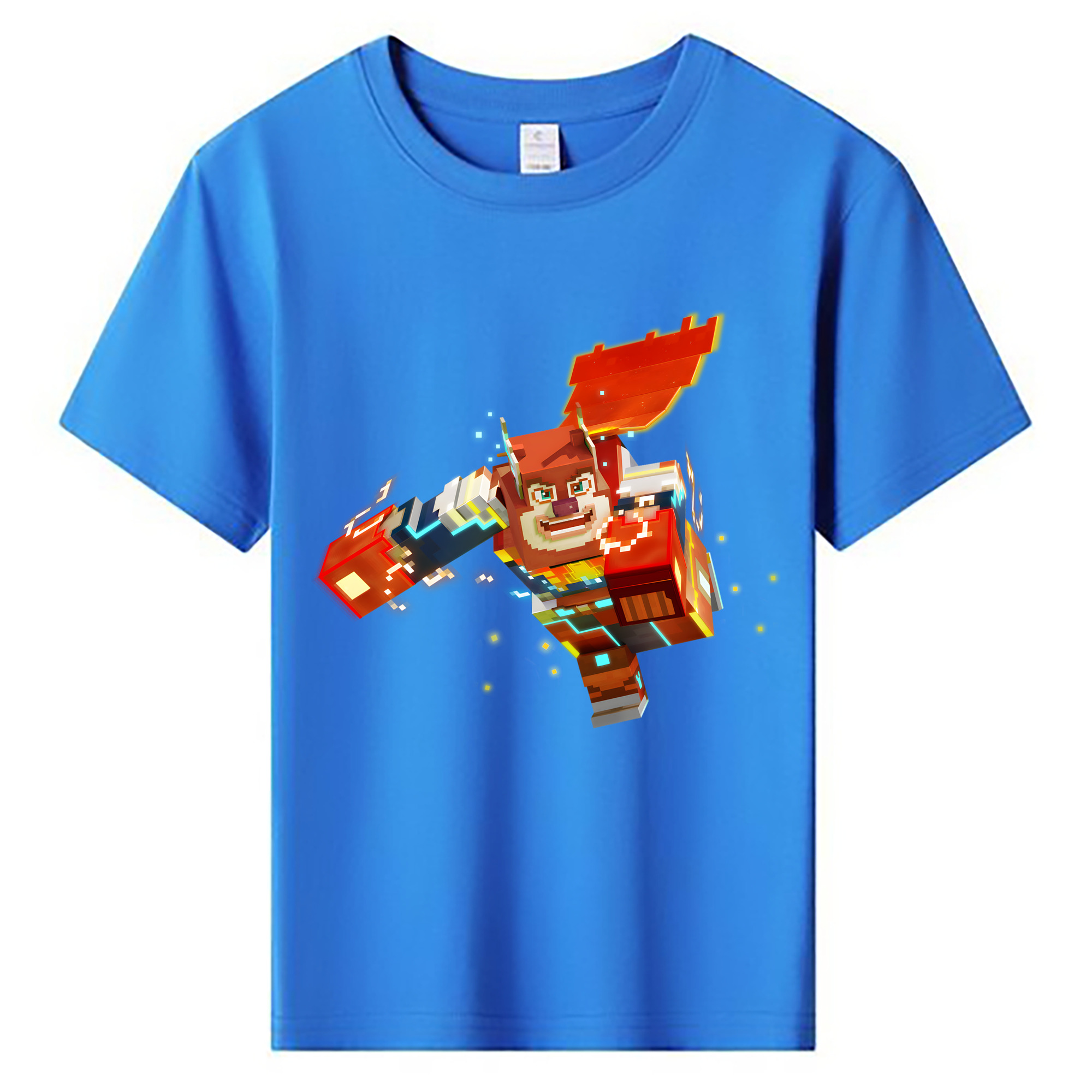 （画像用） マインクラフト ブロックの世界 Minecraft MC Block world 綿100％キッズTシャツ（フロントプリント）